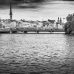 Zurich bridge over the Limmat - black and white.