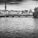 Zurich bridge over the Limmat - black and white.