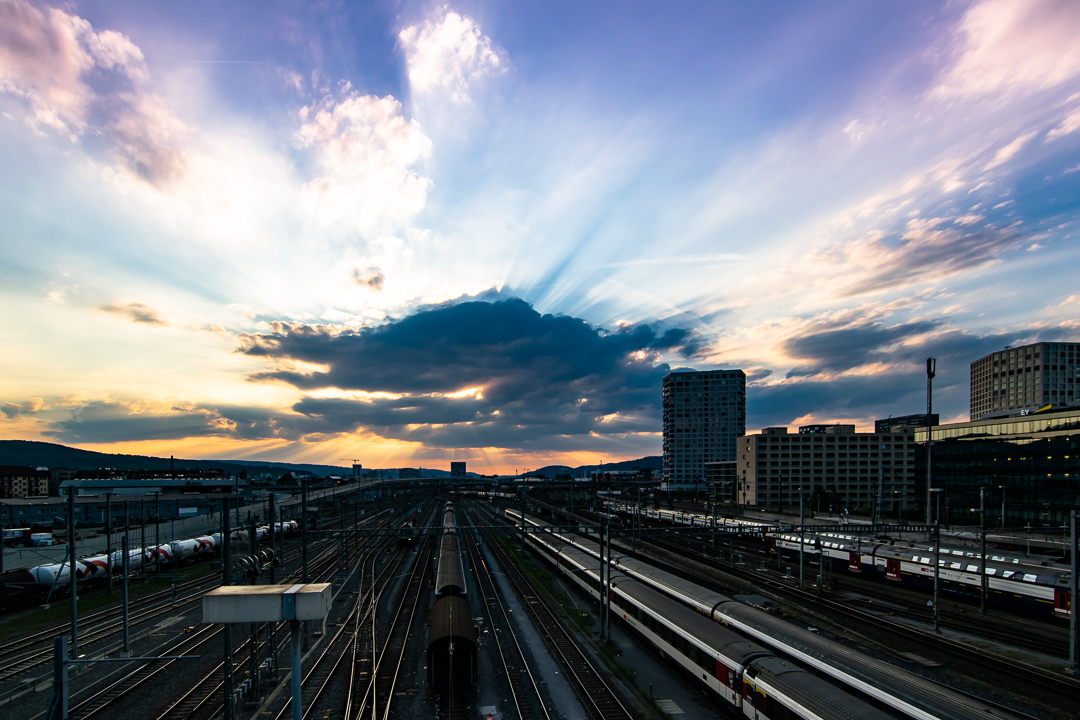 Zurich: View from Hardbrücke - The "Hardbrücke" in Zürich is a great place to go. As it goes from north east to south west, you can often enjoy sunsets from there, if the weather is supportive. 