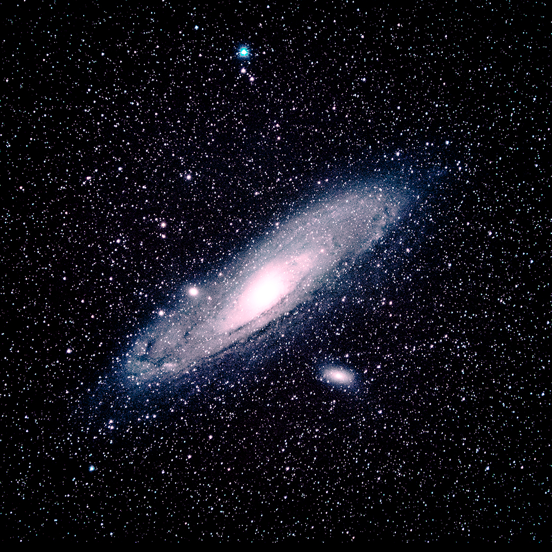 Andromeda Galaxy - Andromeda (or M31 in the Messier catalogue), is our neighbor galaxy. The galaxy is approximately 2.5 million light years away from us. Andromeda is bigger than our own galaxy, the Milky Way (150.000 - 200.000 light years in diameter,  the milky way is approximately 100.000 - 120.000 light years in diameter). Andromeda contains 1.000 billion stars (300 billion stars are contained in the milky way). 
