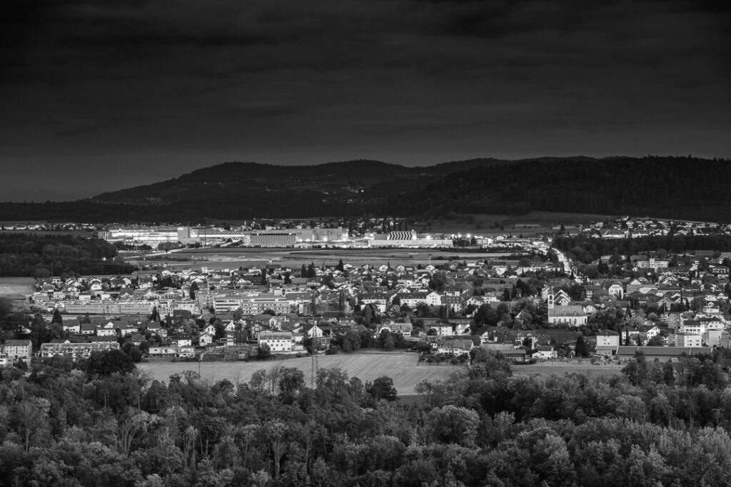 Auenstein Night View - Black and White
